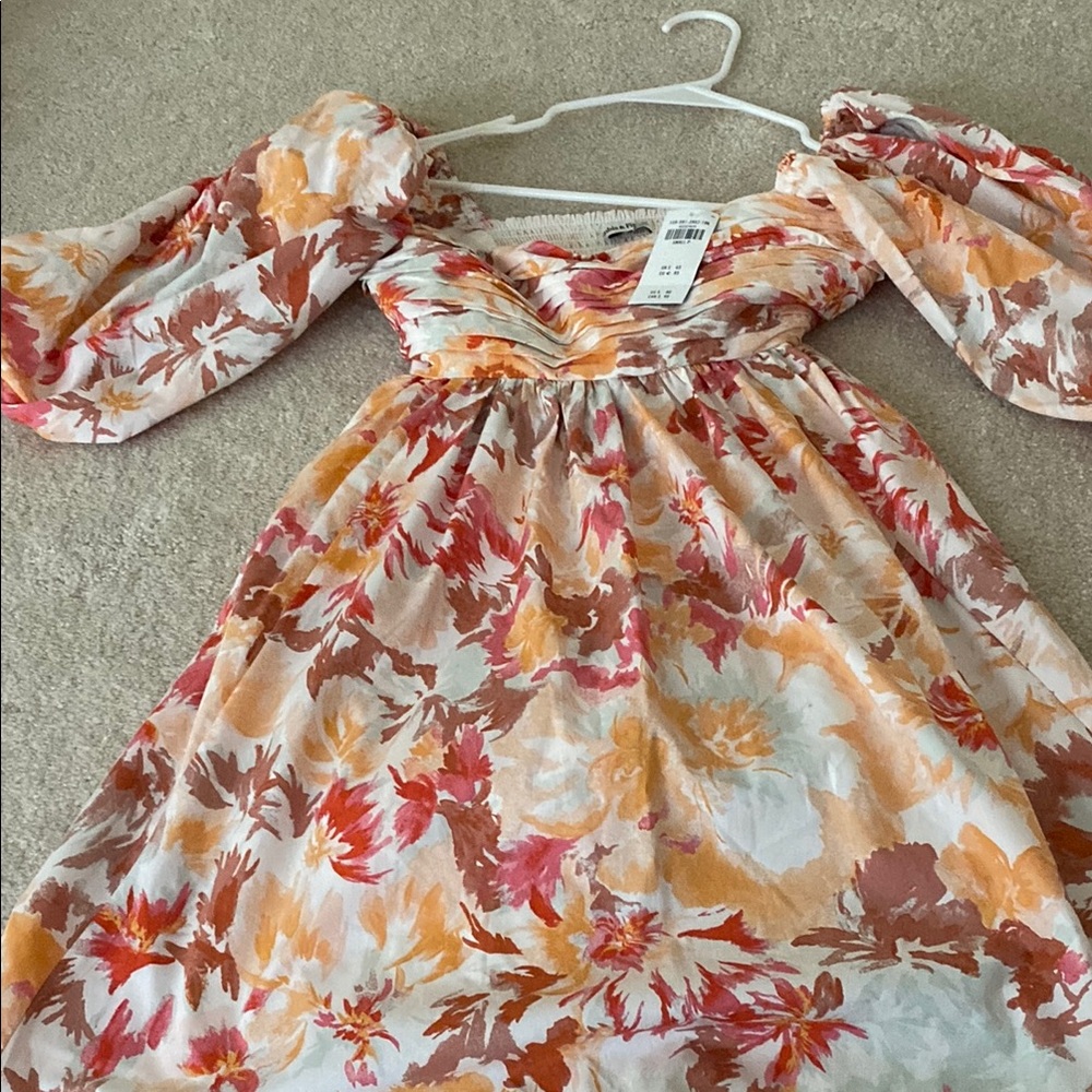 Floral Dress in Orange and Pink abercrombie
